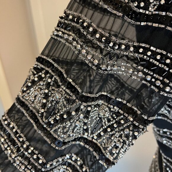 Jovani New York 100% Silk Black Beaded Formal Jacket with tie front, Size M/L? - Picture 7 of 16